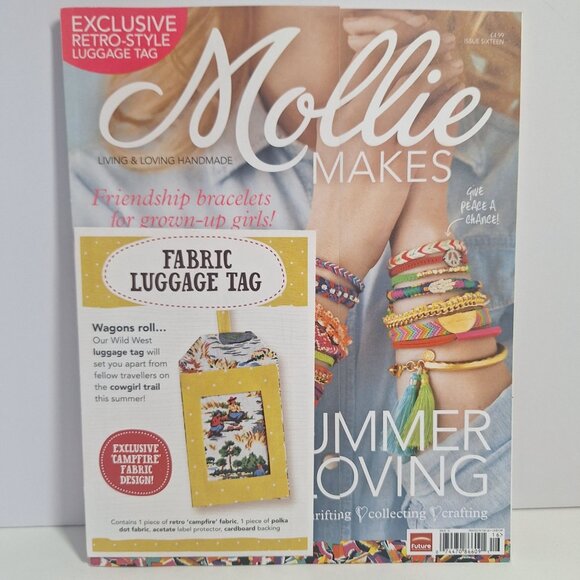 Mollie Makes, Future Other - Mollie Makes UK 2012 Magazine Issue 16 Retro Fabric Tag Kit Friendship bracelets